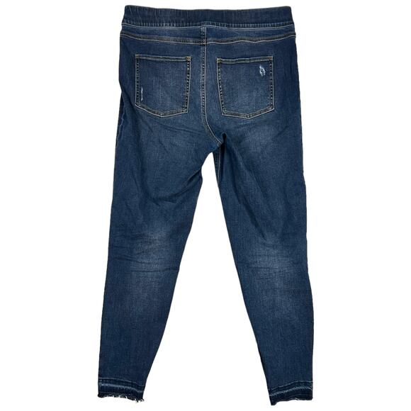 Spanx Size XL Distressed Ankle Skinny Jean Medium Wash High Rise Pull On Blue - Picture 4 of 10
